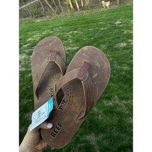 Reef Draftsmen Men's Leather Sandals Flip Flop Bronze Brown Size 8 Bottle Opener